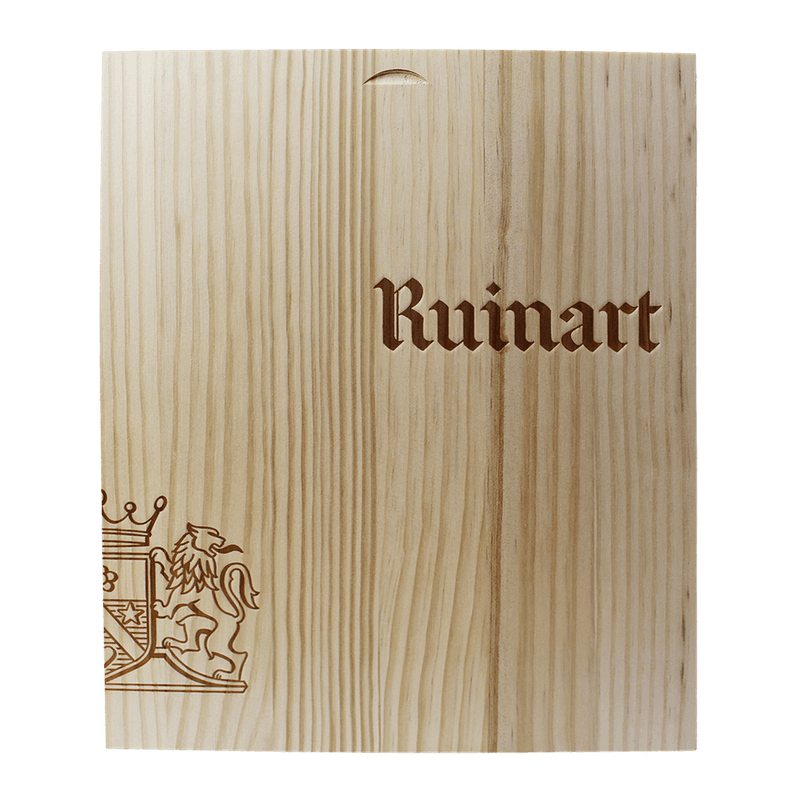 Photographie d'une bouteille de coffret bois champagne r de ruinart brut 2x75 cl