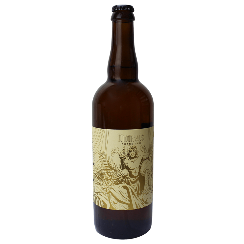 Photographie d'une bouteille de bière Dionysos Blonde Grand Cru 75CL