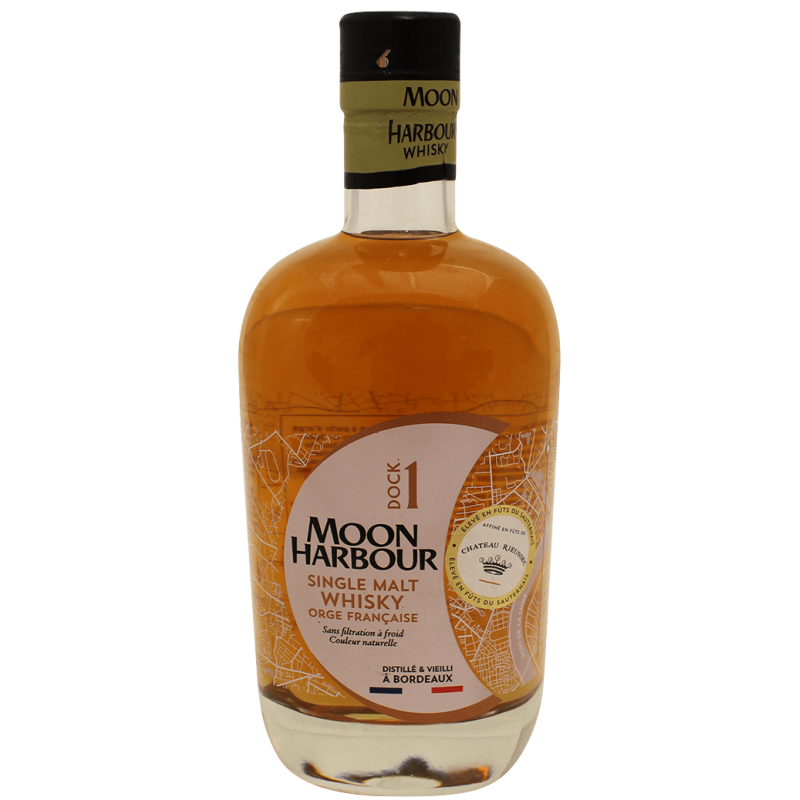Photographie d'une bouteille de whisky moon harbour dock 1