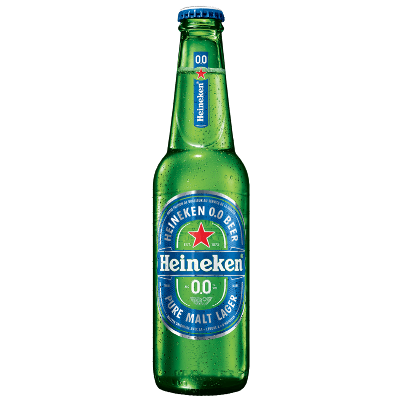 Photographie d'une bouteille de bière Heineken 0.0 33cl