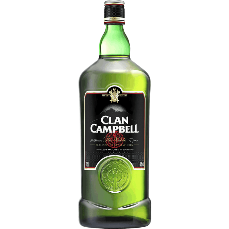 Photographie d'une bouteille de Whisky Clan Campbell 1.5L