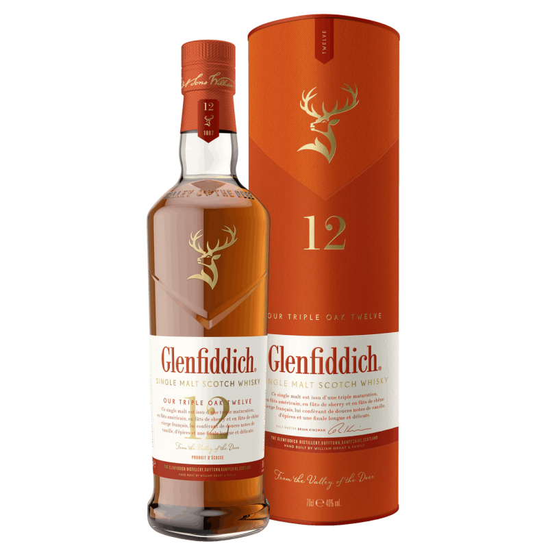 Photographie d'une bouteille de Whisky Glenfiddich 12 ans triple OAK