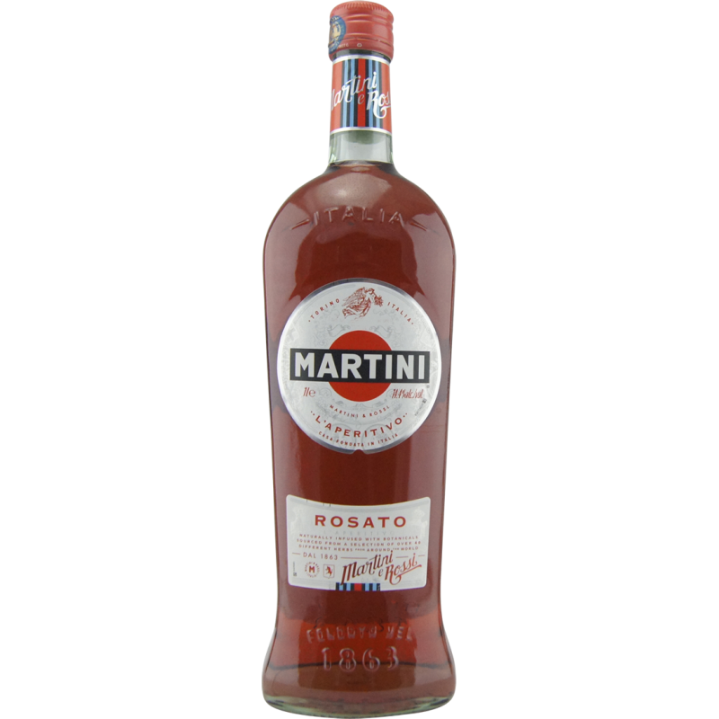 Photographie d'une bouteille de martini rosato