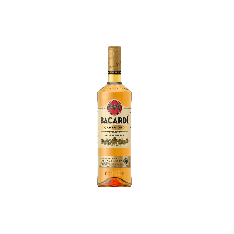 Photographie d'une bouteille de rhum bacardi carta oro 70 cl 37.5°