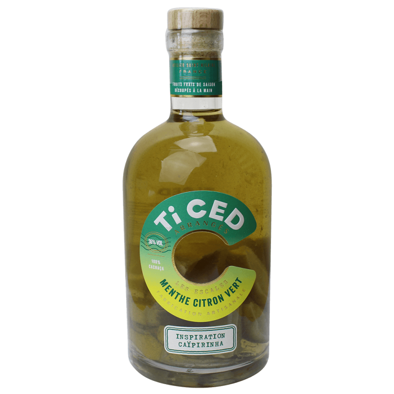 Photographie d'une bouteille de Ti Chaça de Ced Menthe Citron Vert