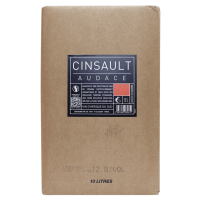 Photographie d'une bouteille de vin rosé cinsault audace rose bib 10 l