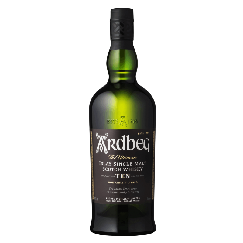 Photographie d'une bouteille de Whisky Ardbeg 10 ans
