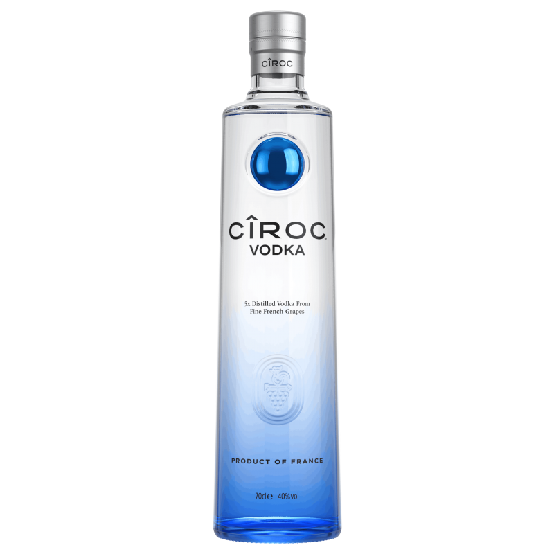 Photographie d'une bouteille de Vodka Ciroc Blue Stone