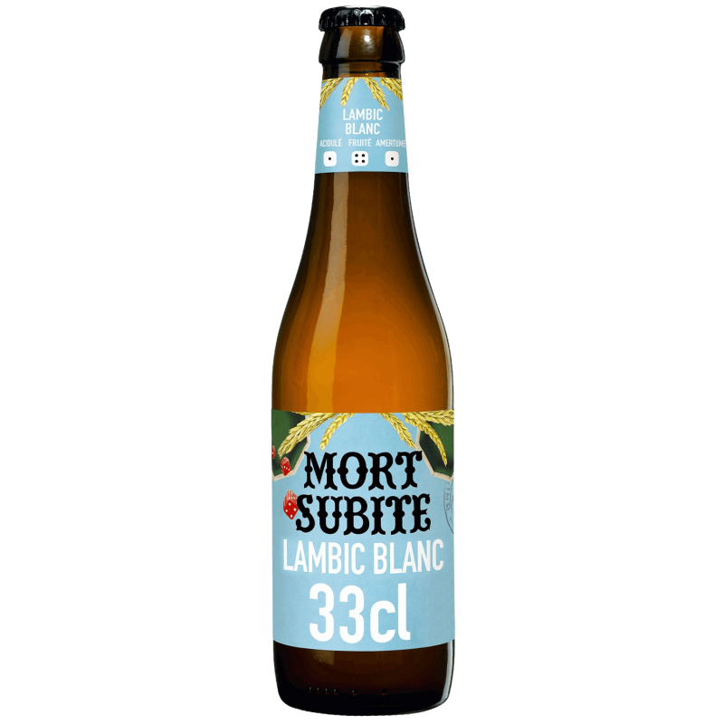 Photographie d'une bouteille de bière Mort Subite Witte Lambic 33cl