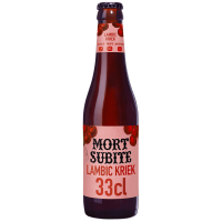 Photographie d'une bouteille de bière Mort Subite Kriek Lambic 33cl