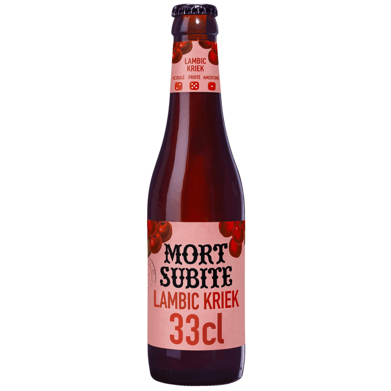 Photographie d'une bouteille de bière Mort Subite Kriek Lambic 33cl
