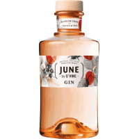 Photographie d'une bouteille de Liqueur de Gin June By G Vine Pêche
