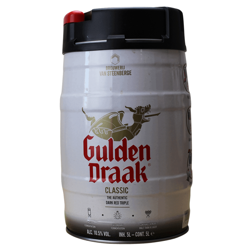 Photographie d'un fût de bière gulden draak classic fut 5 l 10.5°