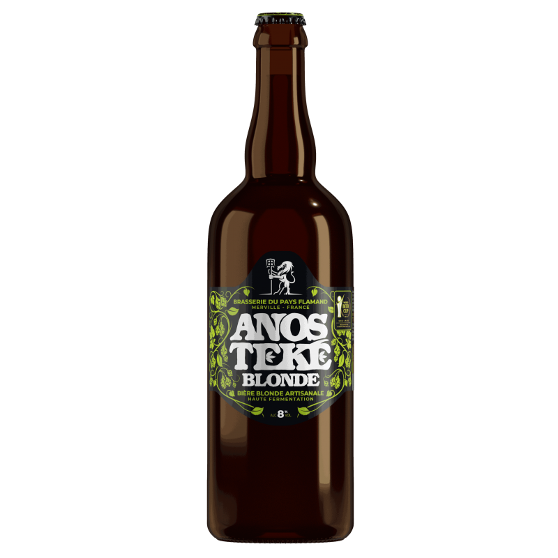 Photographie d'une bouteille de bière Anosteké Blonde 75 cl