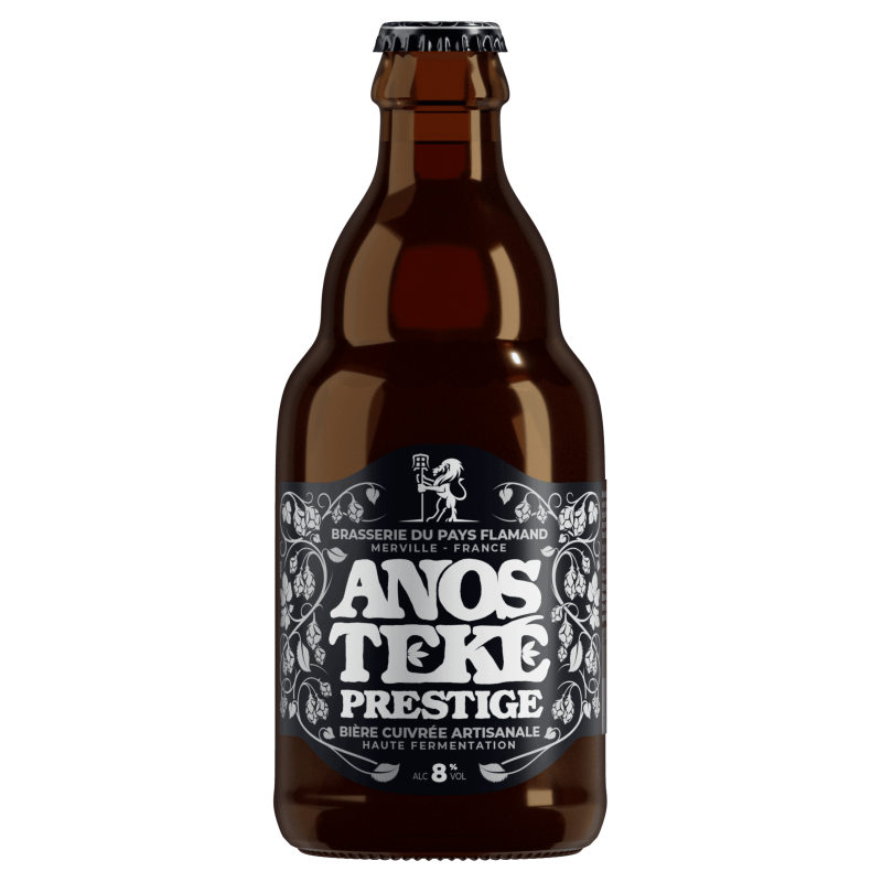 Photographie d'une bouteille de bière Anosteké Prestige 33 cl