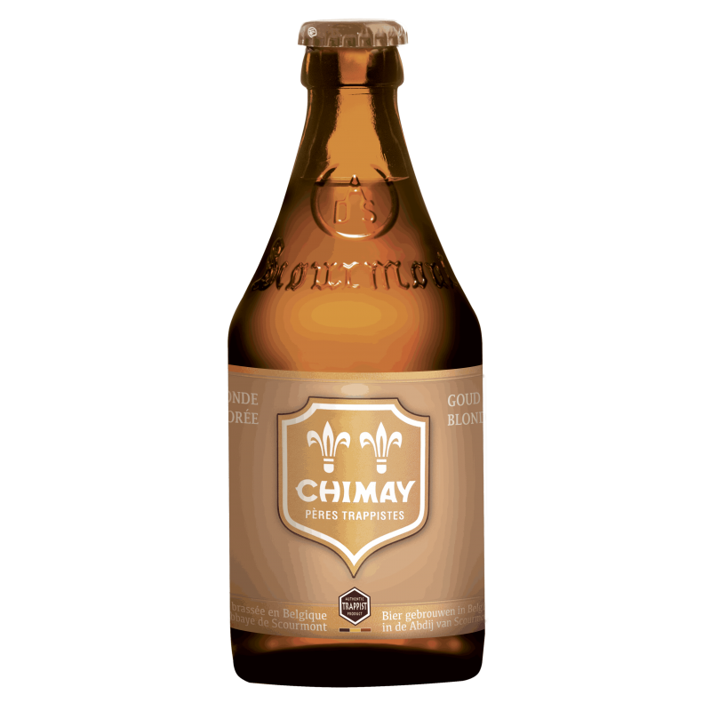 Photographie d'une bouteille de bière Chimay Dorée 33cl