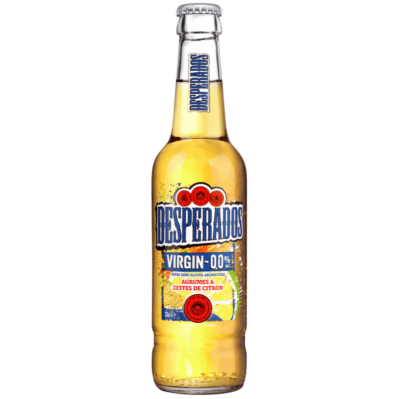 Photographie d'une bouteille de bière Desperados Virgin Zero 33cl