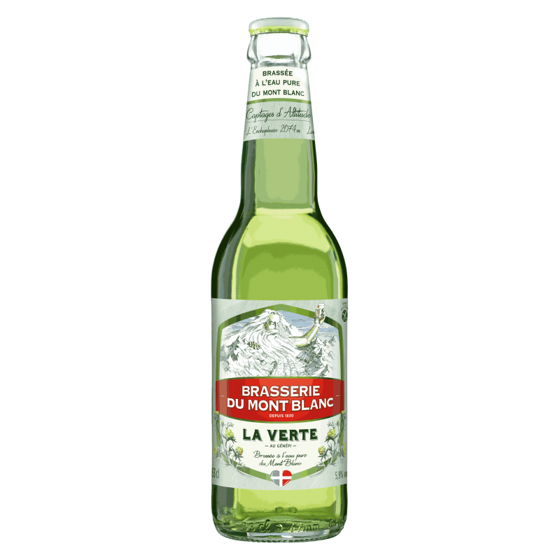 Photographie d'une bouteille de bière La Verte Sans Gluten du Mont Blanc 33 cl