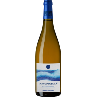 Photographie d'une bouteille de vin blanc la grande bleue mediterranee bio igp blanc 2025 75 cl