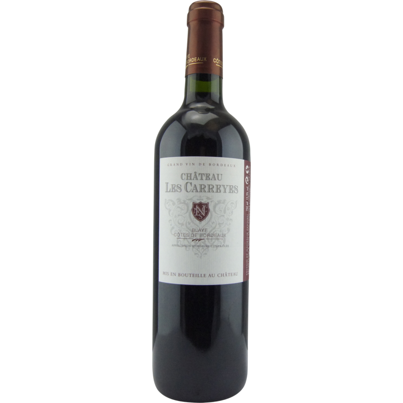 Photographie d'une bouteille de vin rouge chateau les carreyes aoc rouge 2023 75 cl