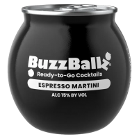 Photographie d'une bouteille de Buzzballz Espresso Martini Cocktail Prêt à boire 20 cl