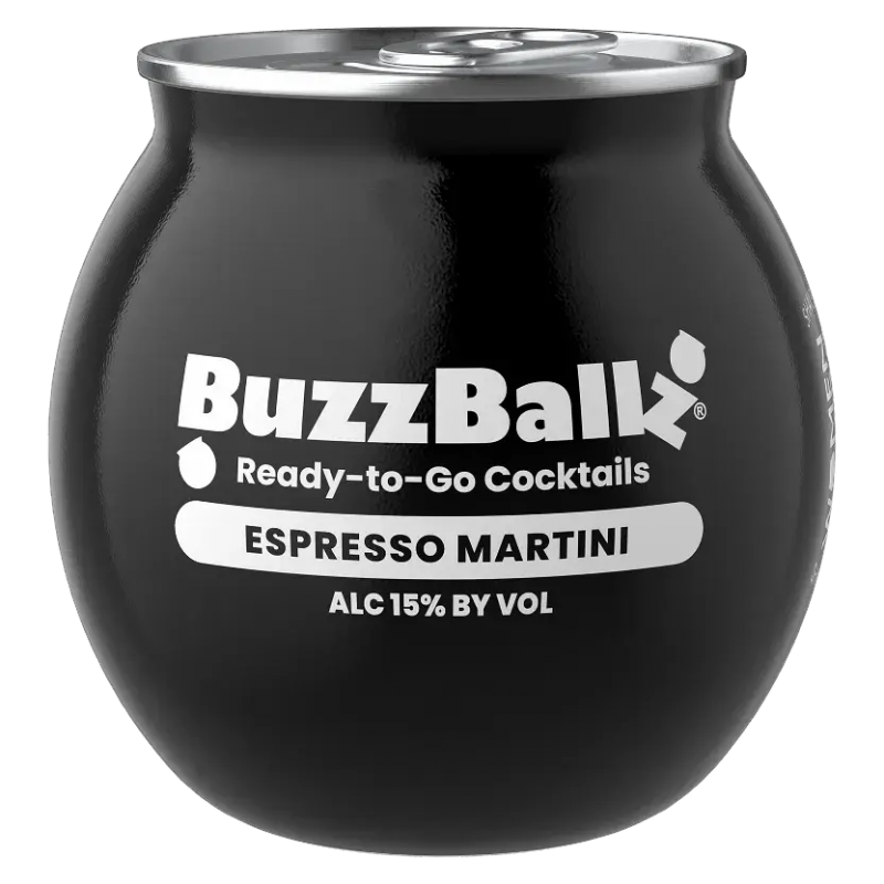 Photographie d'une bouteille de Buzzballz Espresso Martini Cocktail Prêt à boire 20 cl