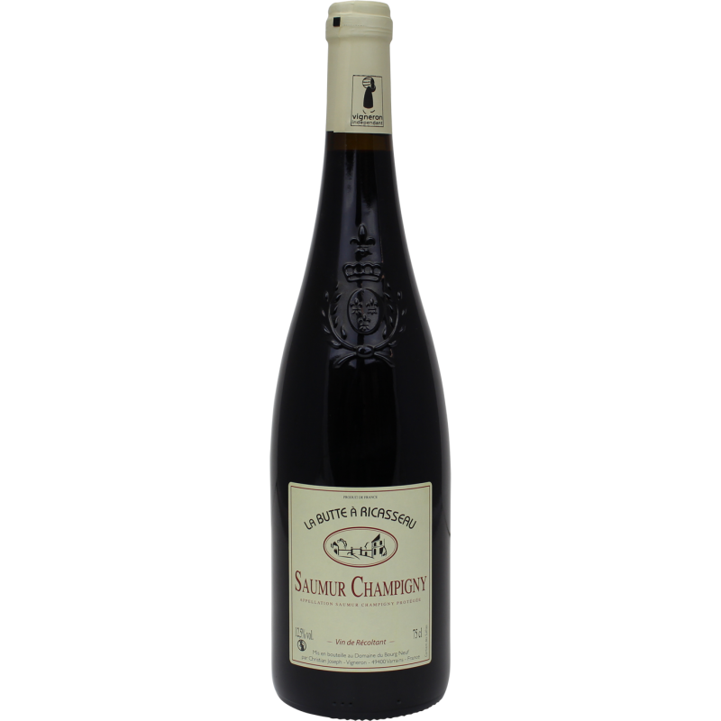 Photographie d'une bouteille de vin rouge Saumur Champigny la Butte a Ricasseau AOP Rouge 75 cl