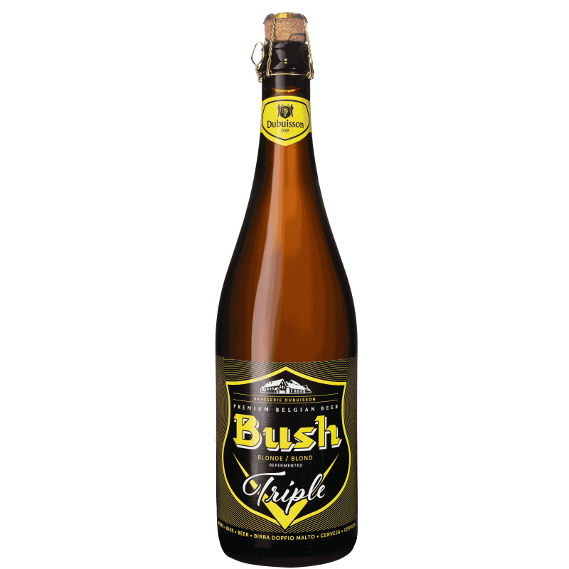 Photographie d'une bouteille de bière Bush Blonde Triple 75cl