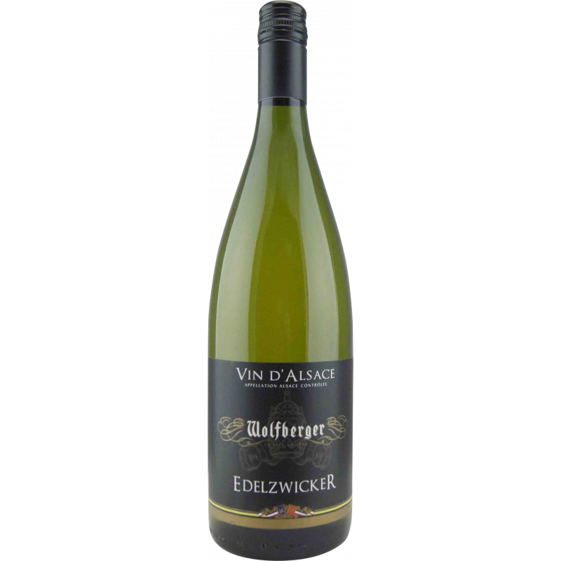 Photographie d'une bouteille de vin blanc Edelzwicker Wolfberger AOC Blanc 75 cl