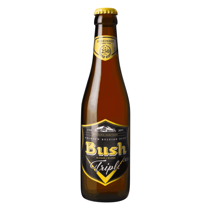 Photographie d'une bouteille de bière Bush Triple 33cl