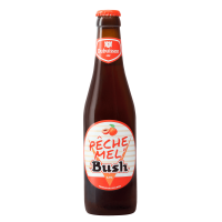 Photographie d'une bouteille de bière Pêche Mel Bush 33cl