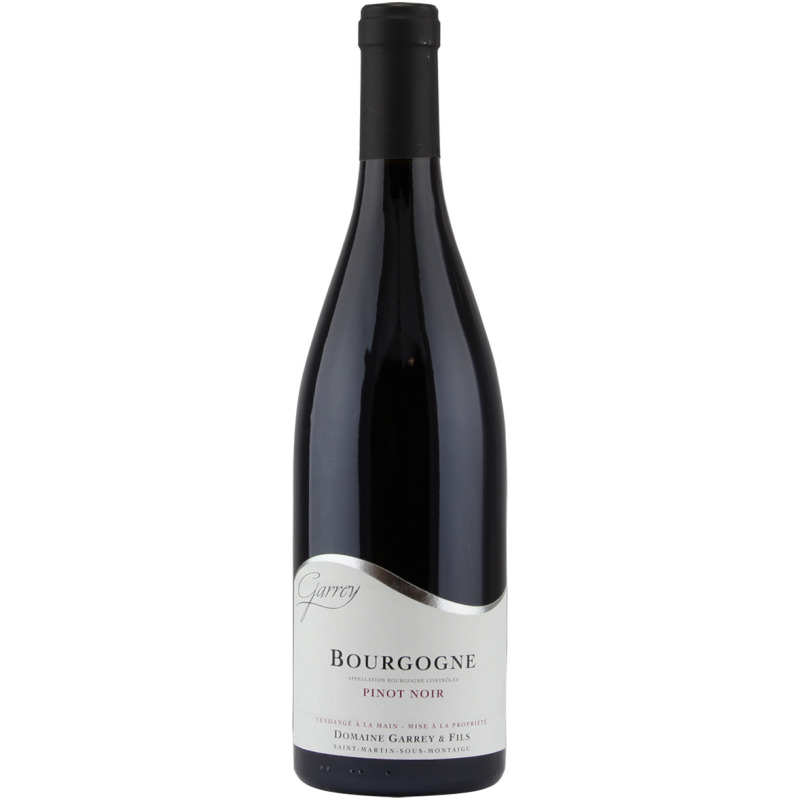 Photographie d'une bouteille de vin rouge bourgogne pinot noir domaine garrey aoc rouge 2023 75 cl