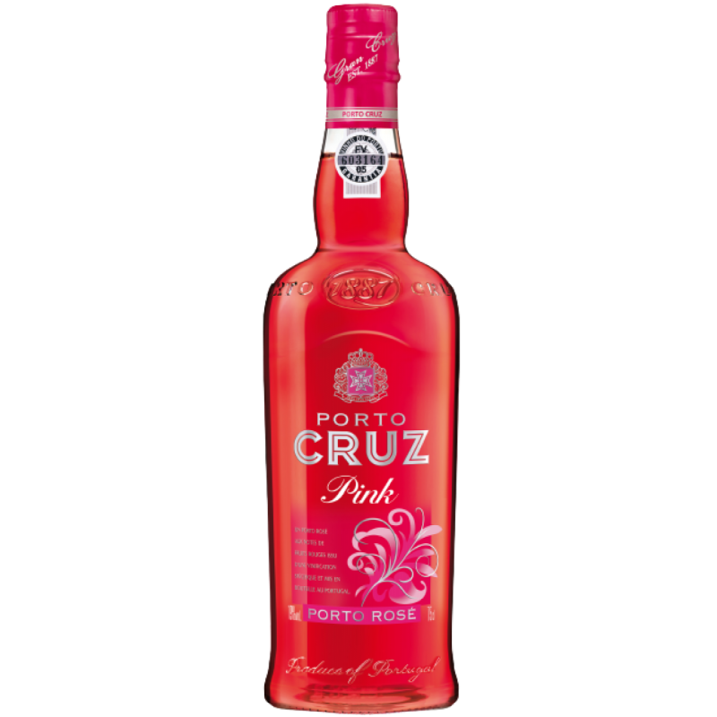 Photographie d'une bouteille de porto cruz pink