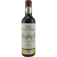 Photographie d'une bouteille de vin rouge Château Haut Piquat Lussac Saint-Emilion AOC Rouge 37,5 cl