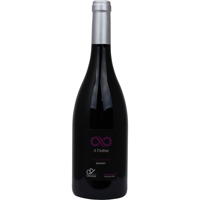Photographie d'une bouteille de vin rouge A l'Infini Gamay Touraine AOC Bio Rouge 75 cl