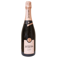 Photographie d'une bouteille de champagne jacquart rose signature 75 cl