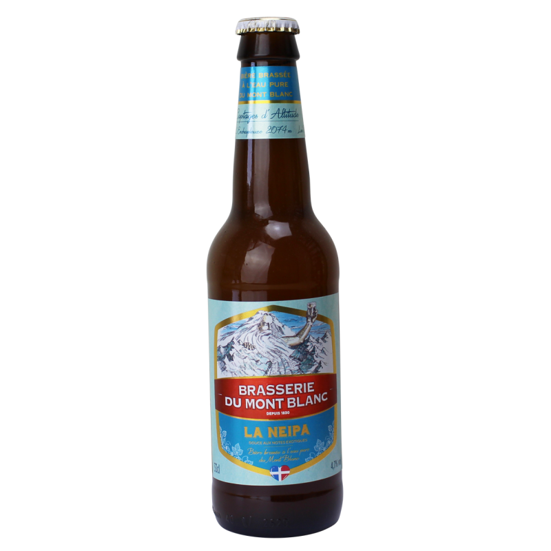Photographie d'une bouteille de bière La Neipa Brasserie du Mont Blanc 33 cl