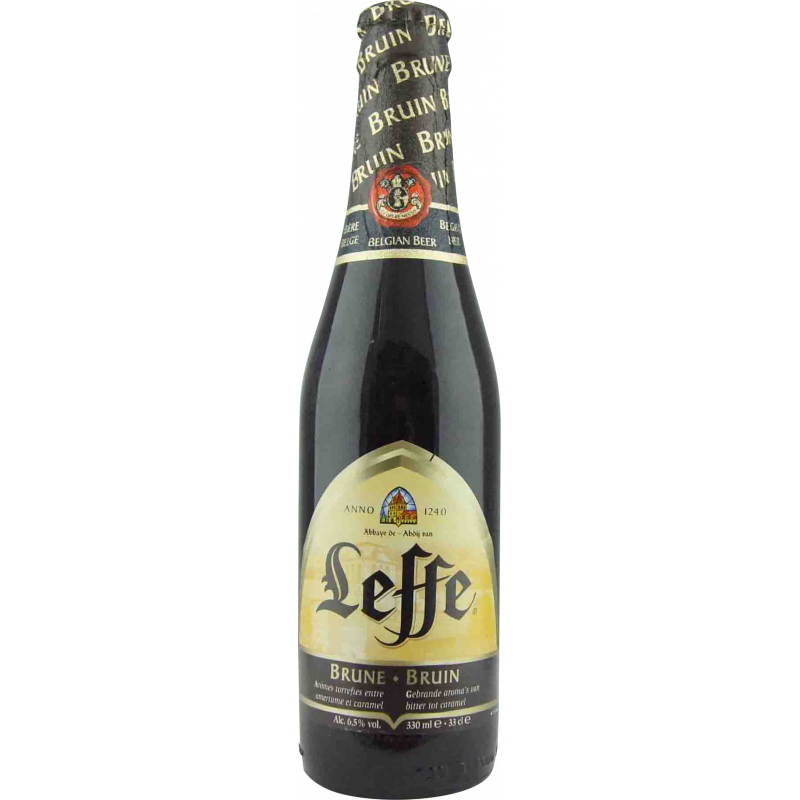 Photographie d'une bouteille de bière Leffe Brune 33 cl