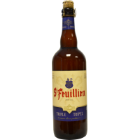 Photographie d'une bouteille de bière St Feuillien Triple 75cl