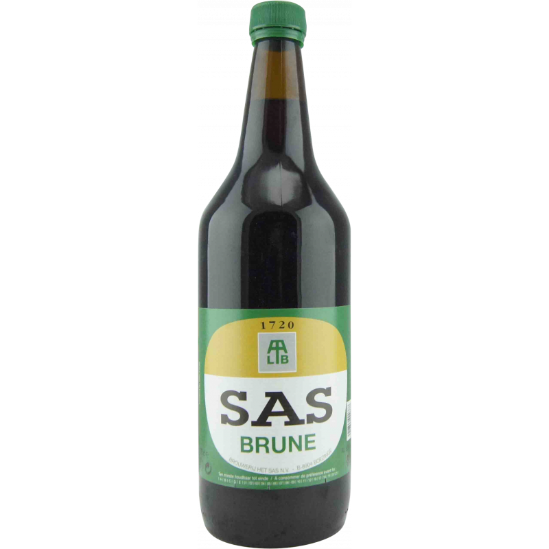 Photographie d'une bouteille de bière Sas Brune 75cl