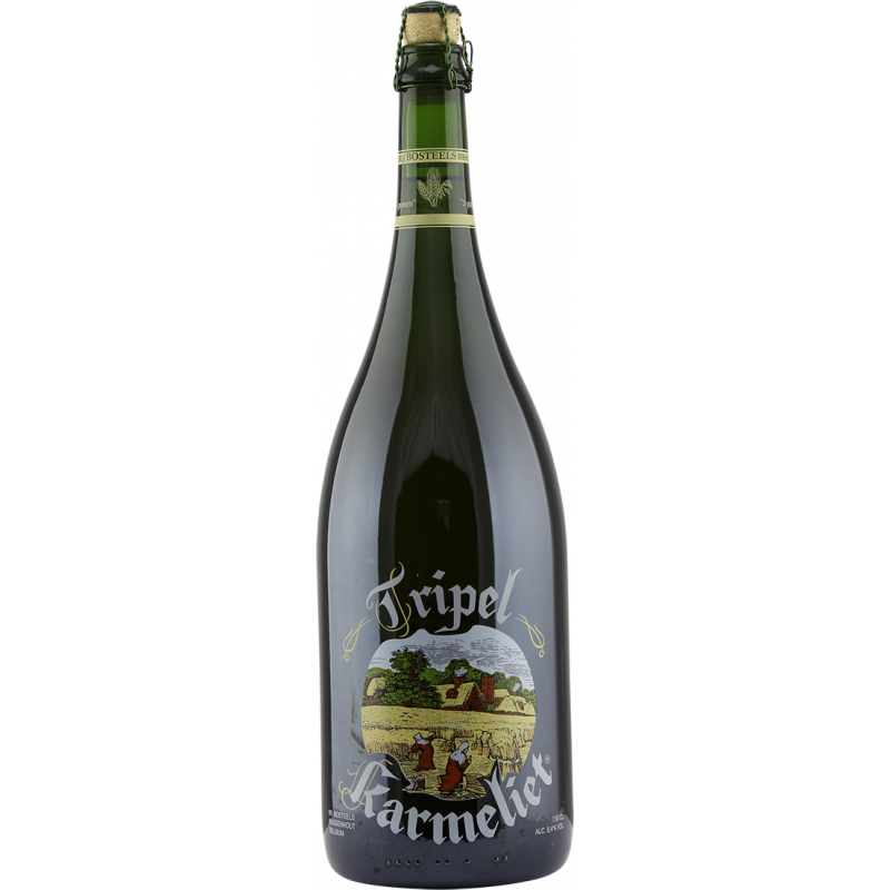 Photographie d'une bouteille de bière Tripel Karmeliet 1.5L