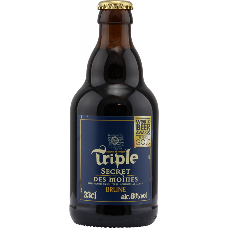 Photographie d'une bouteille de bière Triple Secret des Moines Brune 33cl