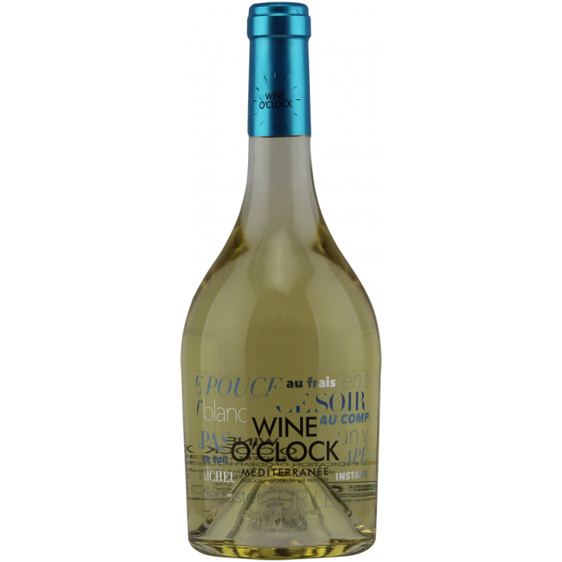 Photographie d'une bouteille de vin blanc WINE O'CLOCK