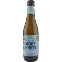 Photographie d'une bouteille de bière Mort Subite Witte Lambic 33cl