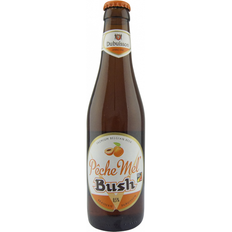 Photographie d'une bouteille de bière Pêche Mel Bush 33cl