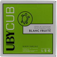 Photographie d'une bouteille de vin blanc UBY CUB BLANC FRUITE COTES DE GASCOGNE