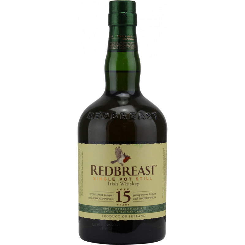 Photographie d'une bouteille de Whisky Redbreast Single Pot Still 15 ans