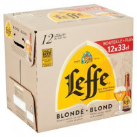 Photographie d'une bouteille de bière Leffe Blonde 12x33 cl