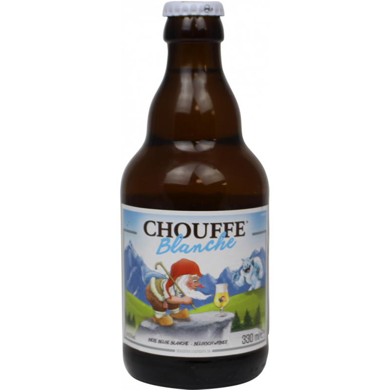 Photographie d'une bouteille de bière La Chouffe Blanche 33cl