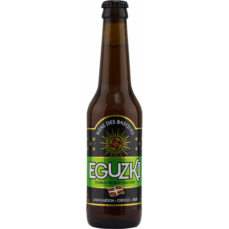 Photographie d'une bouteille de bière Eguzki Bière Blonde Basque 33cl
